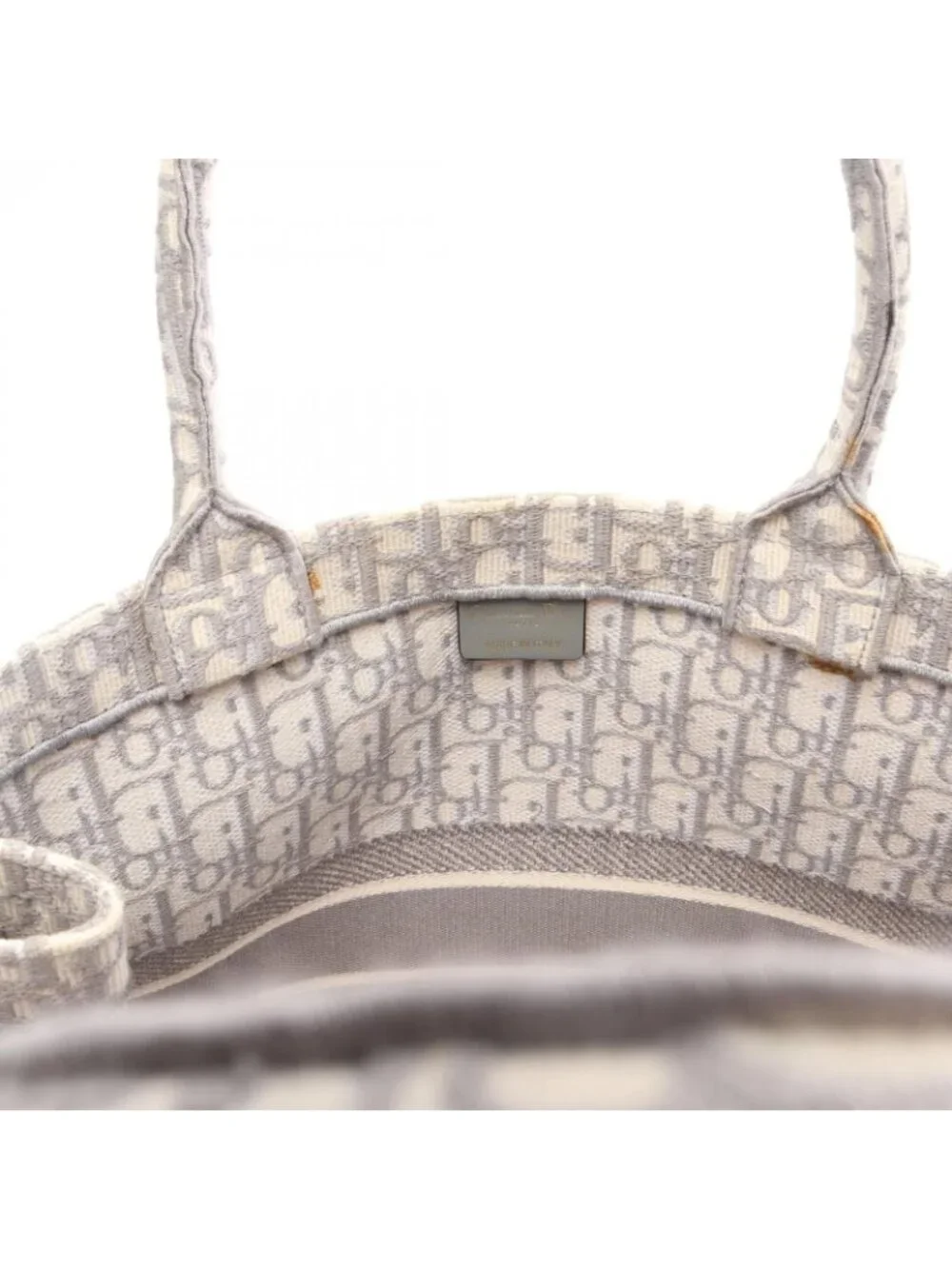 Dior Tote Bag Book Large Oblique Gray White